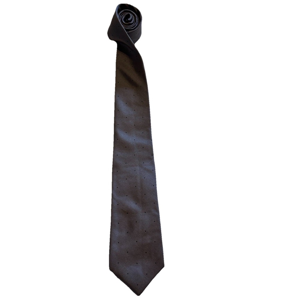 Vintage Dayton's Men's Gray Black Micro Dot 100% Silk Necktie 55" Made In Italy
